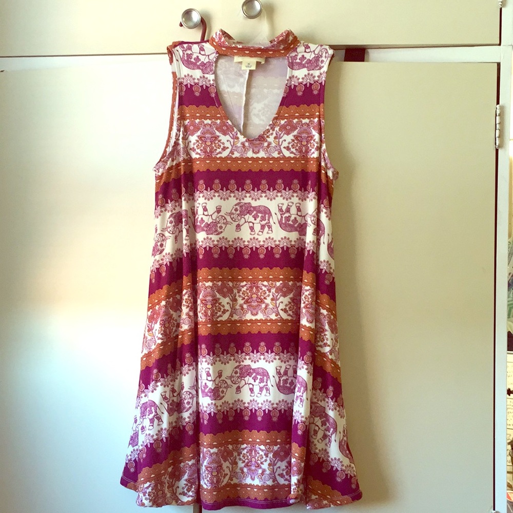 Medium size elephant print choker dress